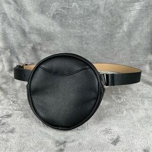 Black Leather Circle Belt Bag